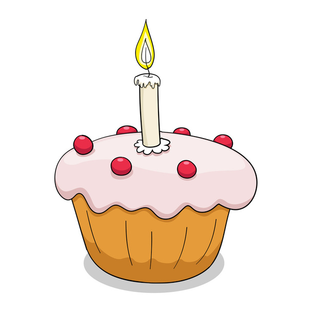 Cupcake vector illustration with outlines - Vettoriali, immagini