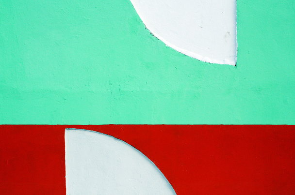 Texture murale verte et orange avec éléments géométriques
. - Photo, image