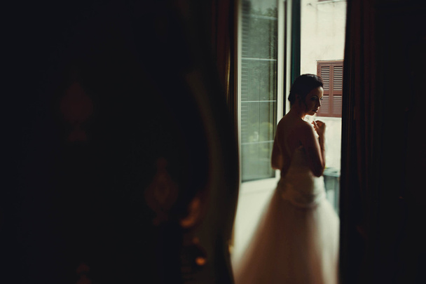 brunette silhouette bride - Foto, Bild