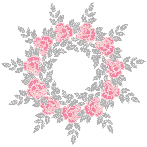 Cute floral border on white background - flower garland - Vector, imagen