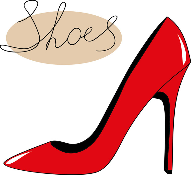 Red high-heeled shoe over white with space to your own text - Vector, Image
