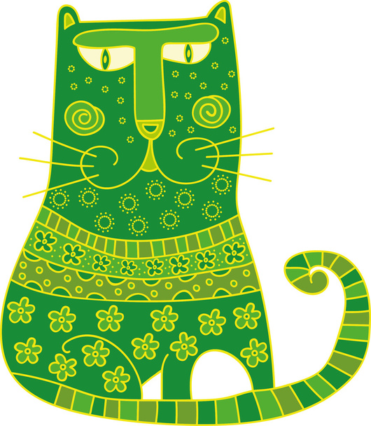 иллюстрация кота с орнаментом
 - Вектор,изображение