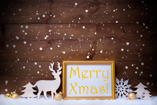 White And Golden Christmas Card, Snowflake, Merry Xmas - Φωτογραφία, εικόνα
