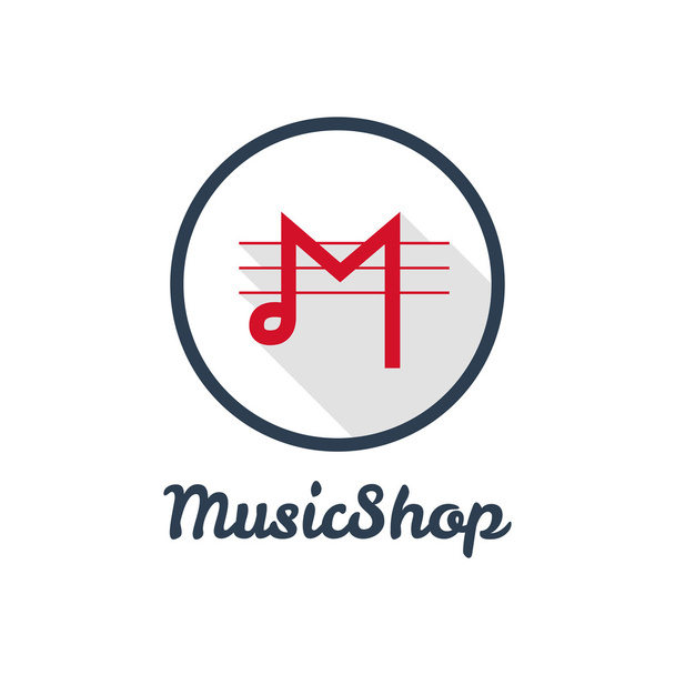 Vector flat modern minimalistic music shop or studio logo - ベクター画像