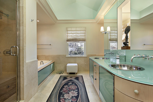 Master bath with lime green vanity - Photo, Image