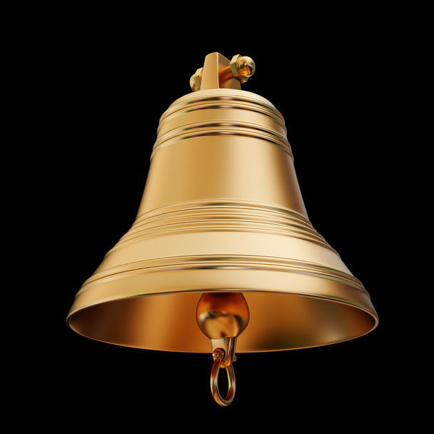 Illustration of a golden bells and bow. Isolated - Photo, image