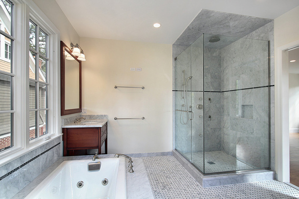 Master bath with glass shower - Photo, Image