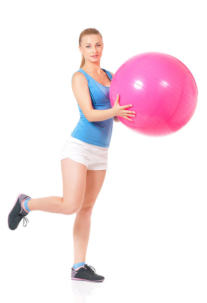 Fitness woman with fitness-ball - Φωτογραφία, εικόνα