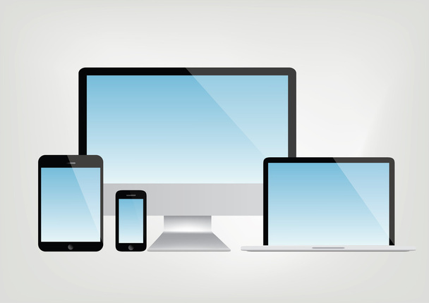 Modern computer, laptop, tablet and smartphone vector - Vector, Image