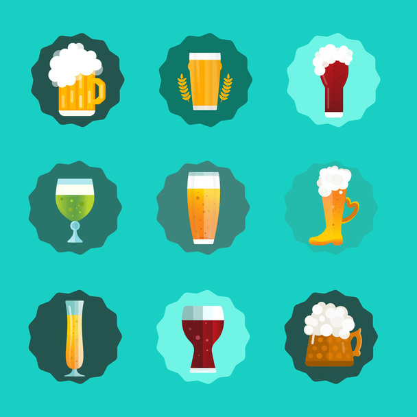 Conjunto de ícones vetoriais de sinal de garrafa de cerveja
 - Vetor, Imagem