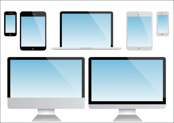 現代のコンピューターのノート パソコン、タブレット、スマート フォンのベクトル - ベクター画像
