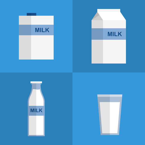 牛乳パッケージの種類のアイコン。フラット スタイル - 写真・画像