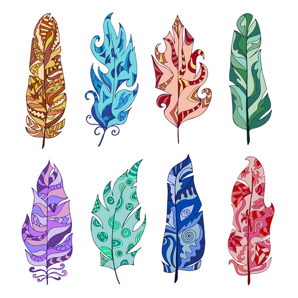 Set di piume etniche colorate
 - Vettoriali, immagini