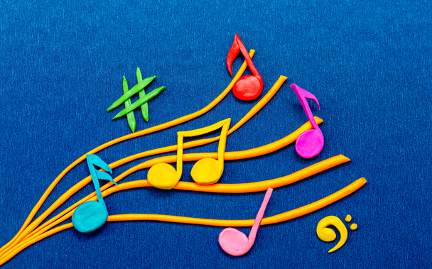 colorful musical notes made of plasticine - Foto, imagen