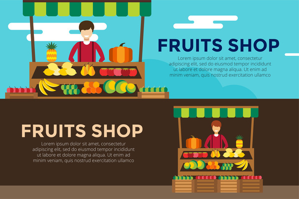 Meyve ve sebze dükkanı durak - Vektör, Görsel