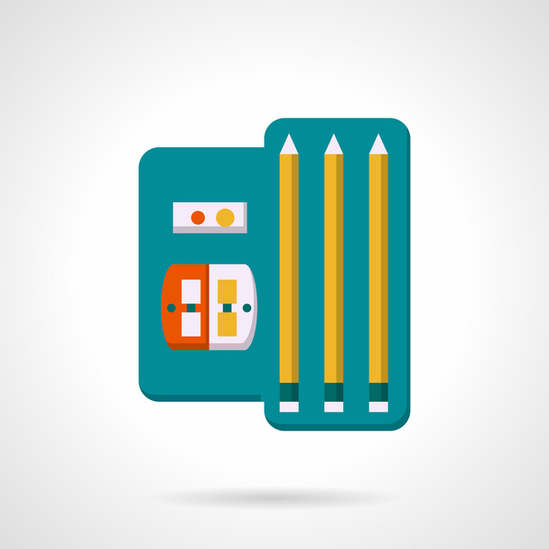 Pencils and sharpenet set flat vector icon - Vector, Image