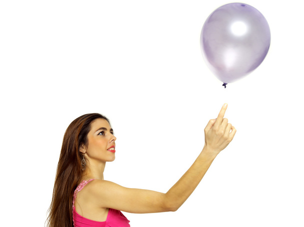 Sexy young girl with balloon - 写真・画像