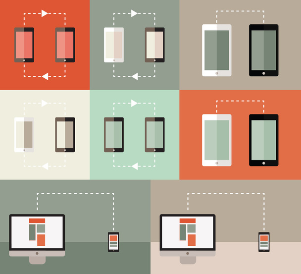 device icons on a flat design style - Vector, Image