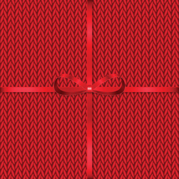 Αφηρημένη πλεκτό σχέδιο με κόκκινη κορδέλα - Διάνυσμα, εικόνα