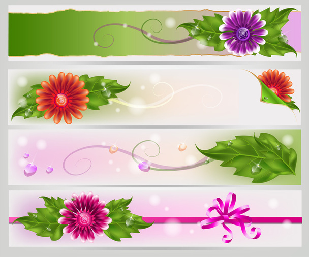 Conjunto de banners de malha floral
 - Vetor, Imagem