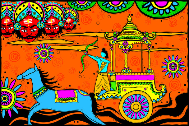 Rama killing Ravana for Dussehra - Вектор,изображение