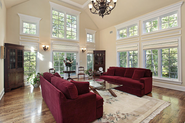 Living room with two story windows - Photo, Image