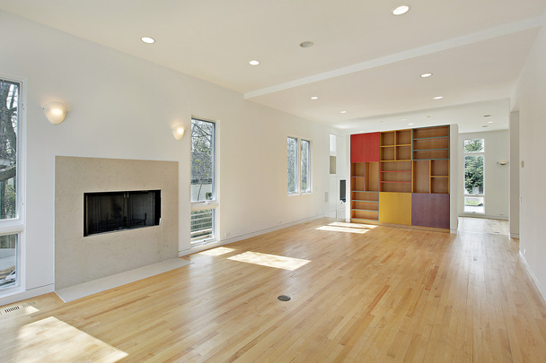 woonkamer met multi-gekleurde kabinet - Foto, afbeelding