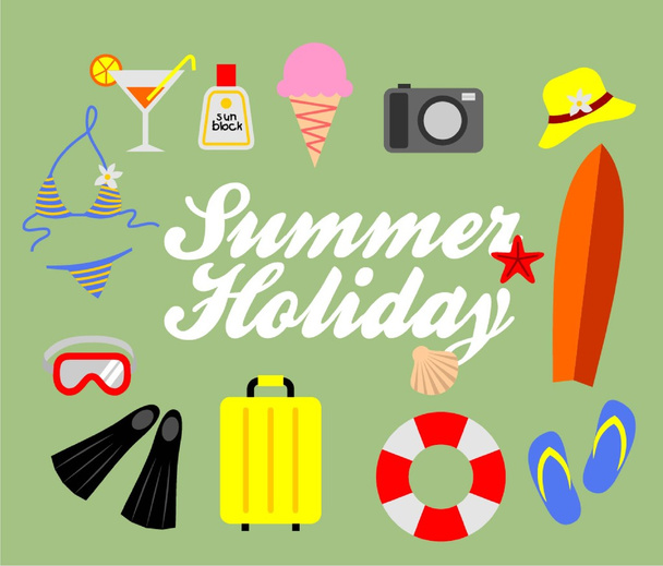 Flat icons set  of  planning a summer vacation - Vektor, obrázek