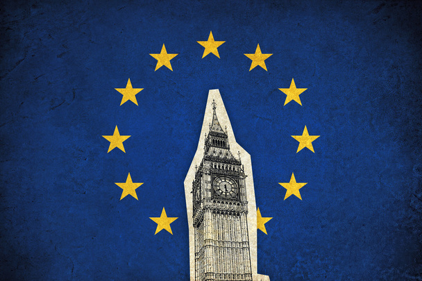Europese Unie grunge vlag met monumenten - Foto, afbeelding