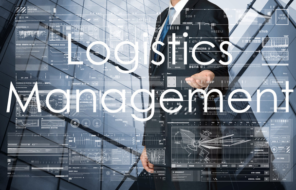 podnikatel, prezentující řízení logistiky text, grafy a diagramy - Fotografie, Obrázek