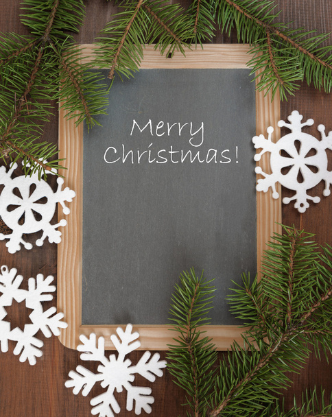 Christmas background with chalkboard - Foto, imagen