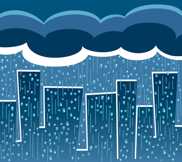 Heavy rain in the city - Vector, Image