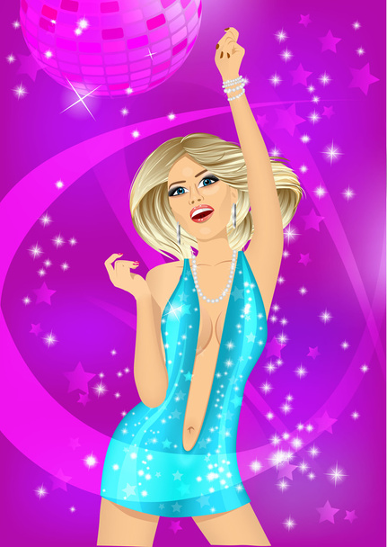girl in a bright dress on a party - Vector, Imagen