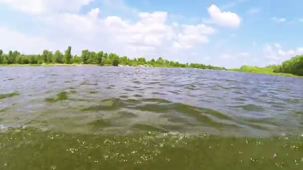 FPV κολύμπι στον ποταμό καλοκαίρι, ο άνθρωπος του χέρια. - Πλάνα, βίντεο