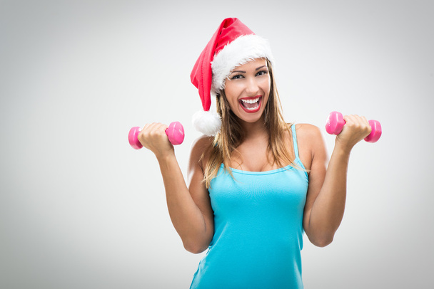karácsonyi fitness nő - Fotó, kép