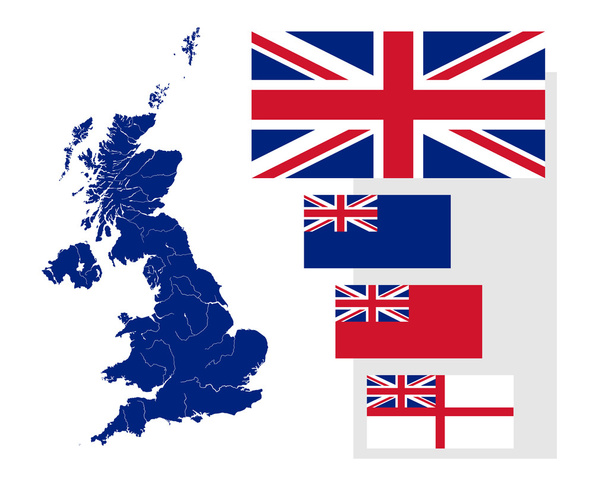Map and flags of the United Kingdom - Vector, Image