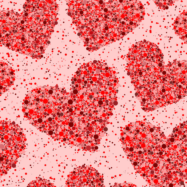 corazones rojos hechos de círculos pequeños
 - Vector, imagen