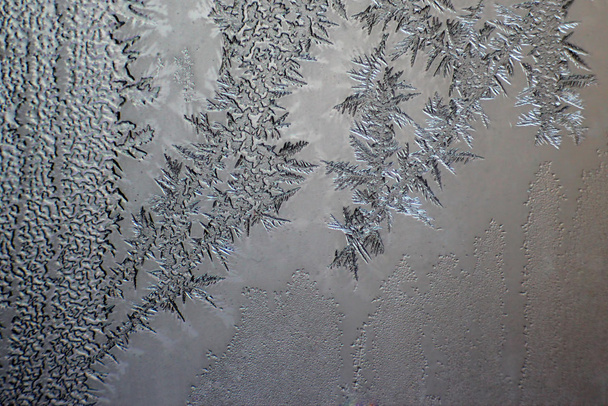 unique ice patterns on window glass - Photo, Image