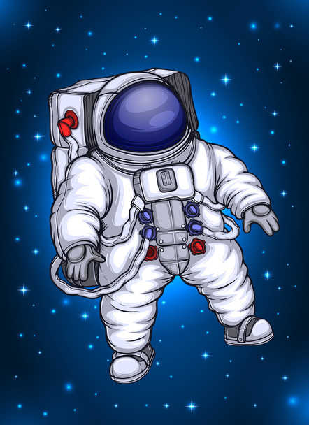 Astronaut floating in  stary space - Вектор, зображення