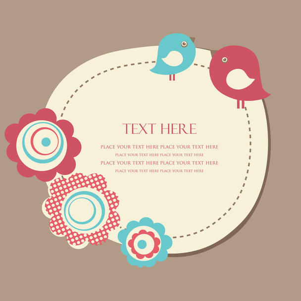Hand drawn vector illustration with flowers and place for text. - Vector, Imagen