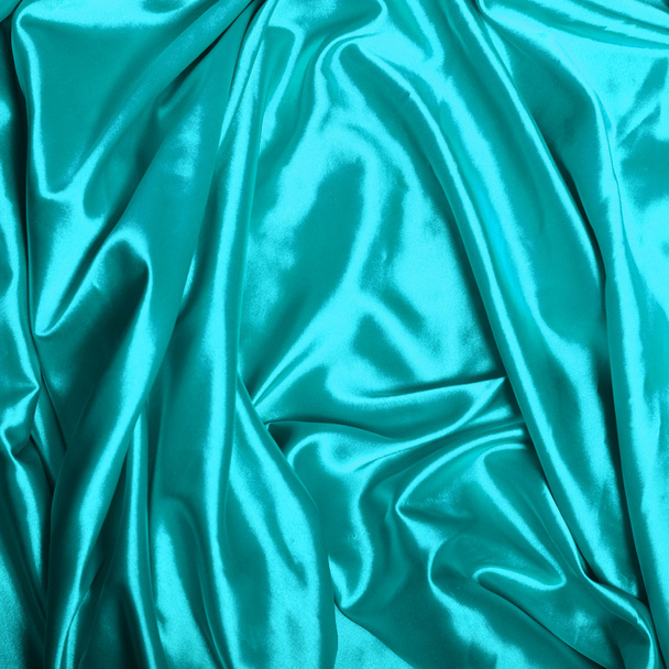 Smooth elegant turquoise silk background - Photo, Image