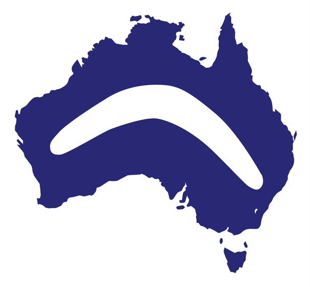Silhueta de Austrália com Boomerang
 - Vetor, Imagem