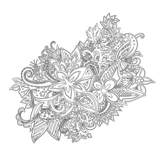 Uncolored hand drawn lined pattern - Vektor, Bild