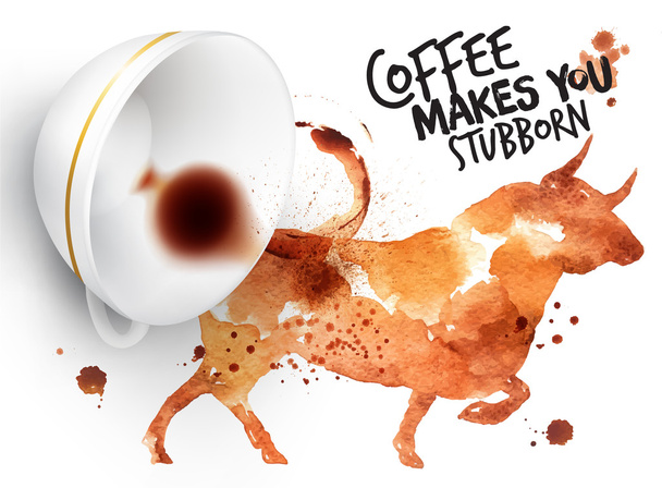 Poster wild coffee bull - Vector, Image