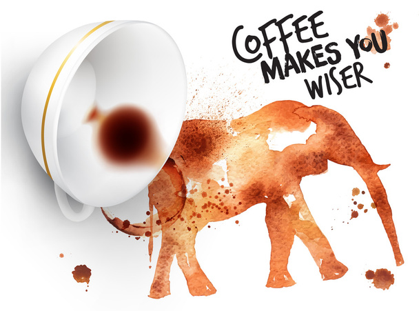 Poster wild coffee elephant - Vector, Image