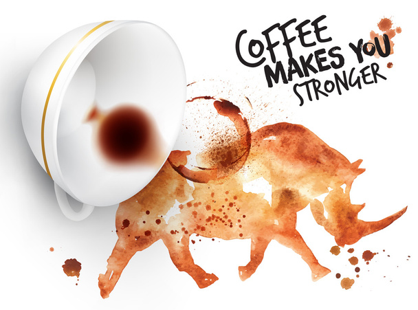 Poster wild koffie rhino - Vector, afbeelding