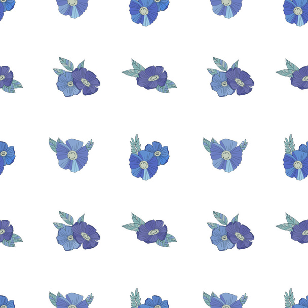 modré květy na bílém pozadí - Vektor, obrázek