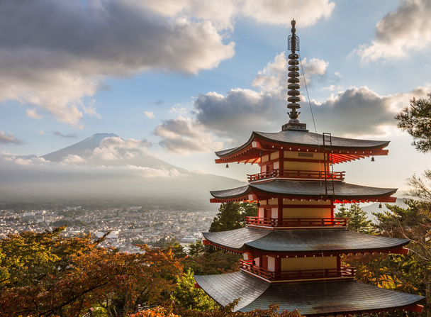 Pagode Rouge Et Japon Mont Fuji
 - Photo, image