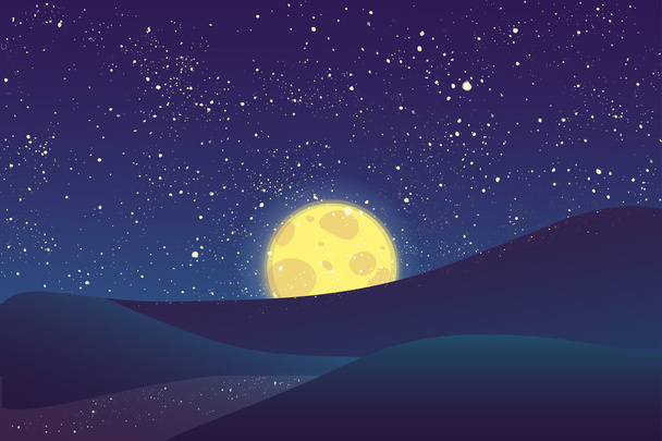 Lune vectorielle nocturne, étoiles brillantes sur ciel bleu
. - Vecteur, image