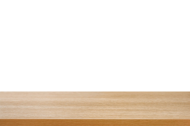 Ξύλινη επιφάνεια τραπεζιού σε λευκό φόντο - Φωτογραφία, εικόνα